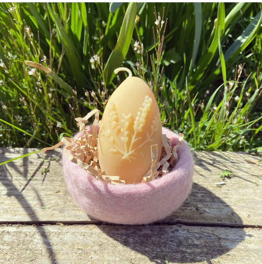 Beeswax Lavender Egg Candle