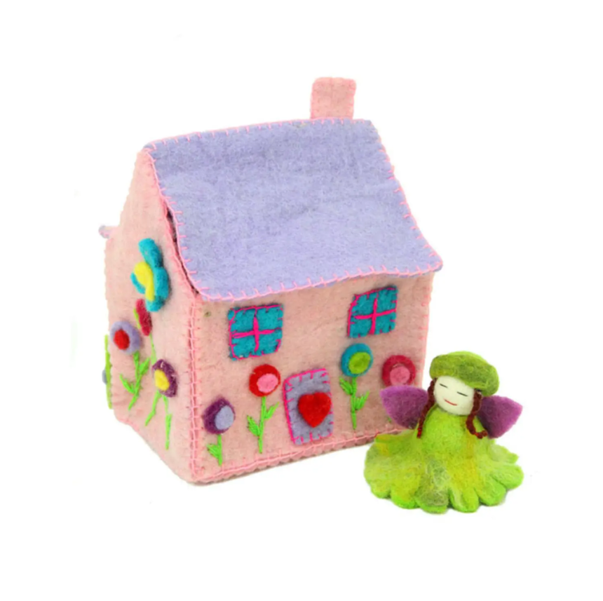 Handcrafted Pink Felt Fairy House